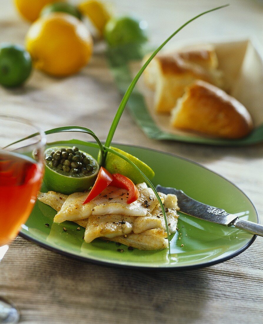 Whiting fillets with capers and lime