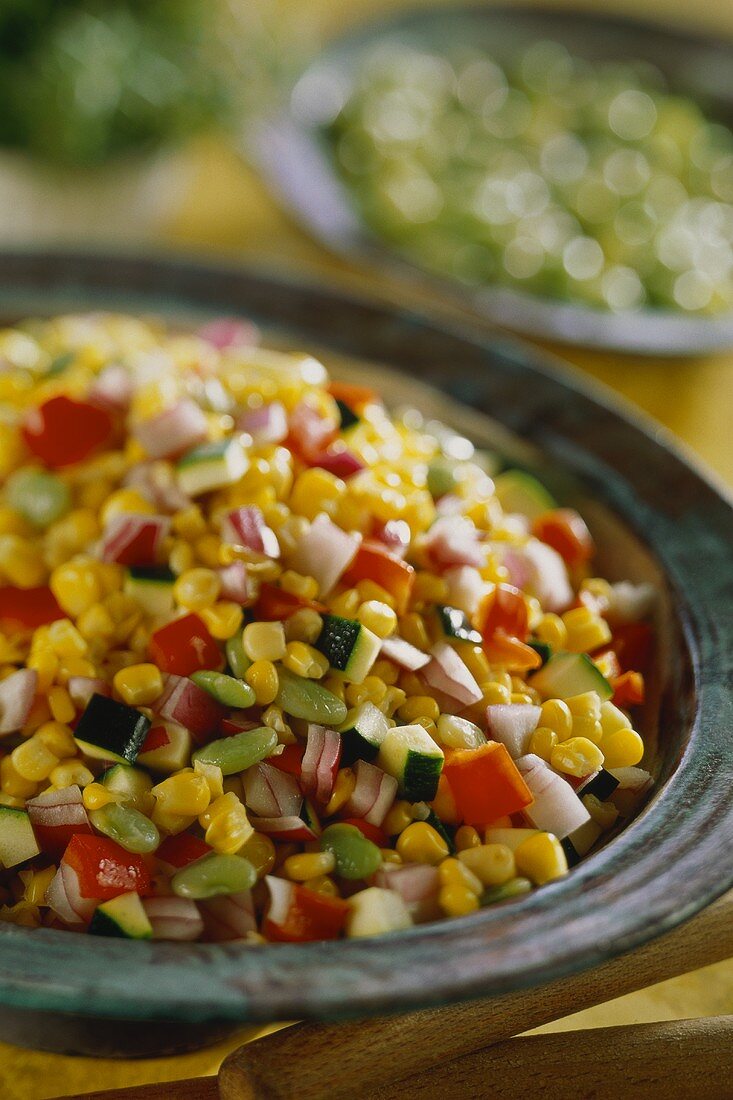 Sweetcorn salad with courgettes and onions