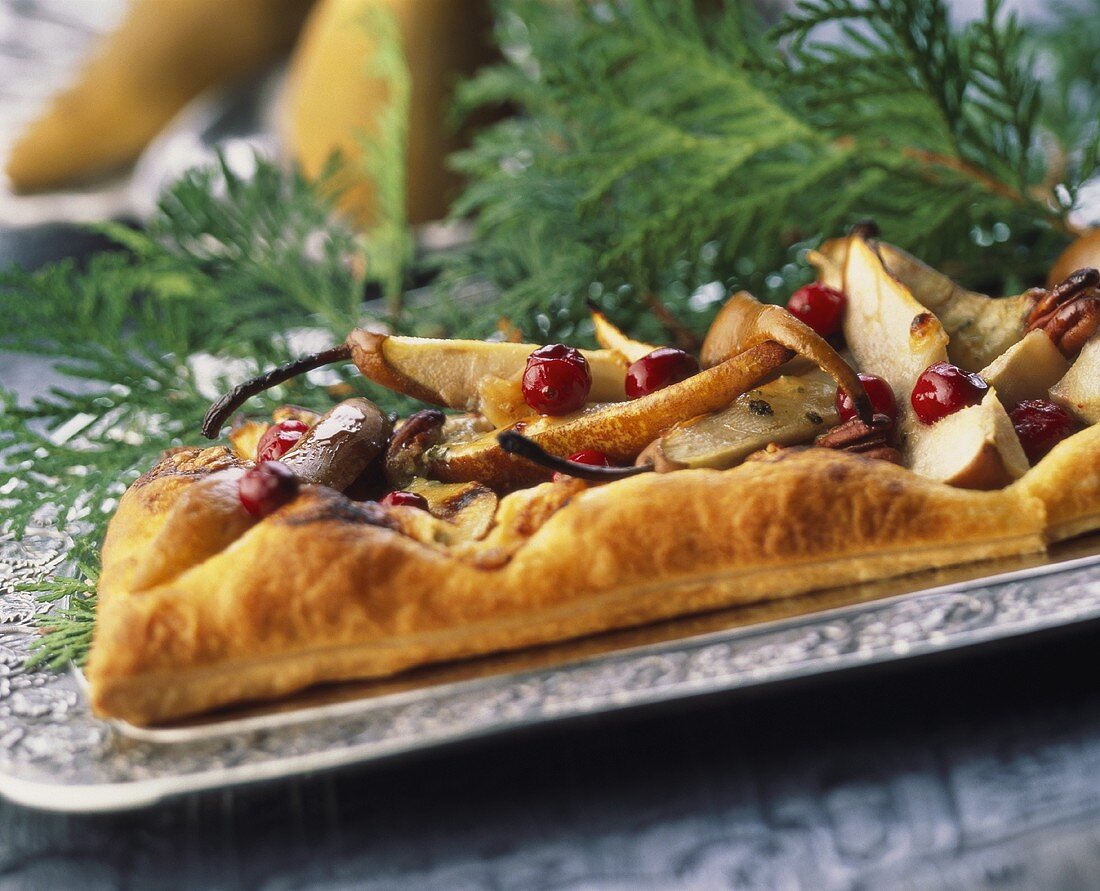 Pear and cranberry tart