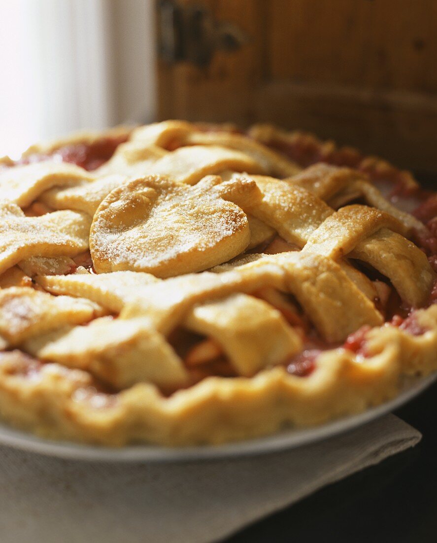 Cherry pie with pastry lattice