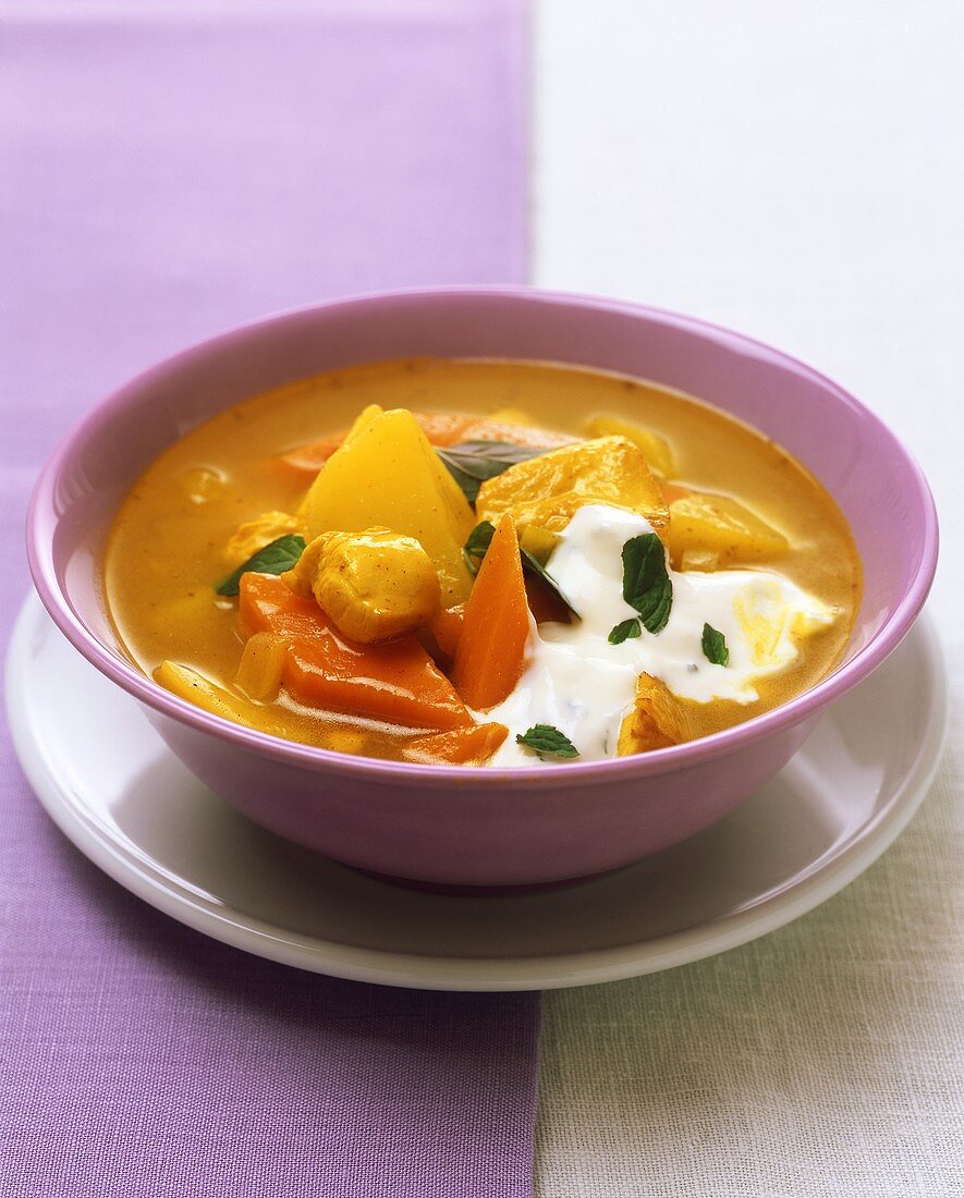 Kartoffel-Curry-Suppe mit Hähnchen