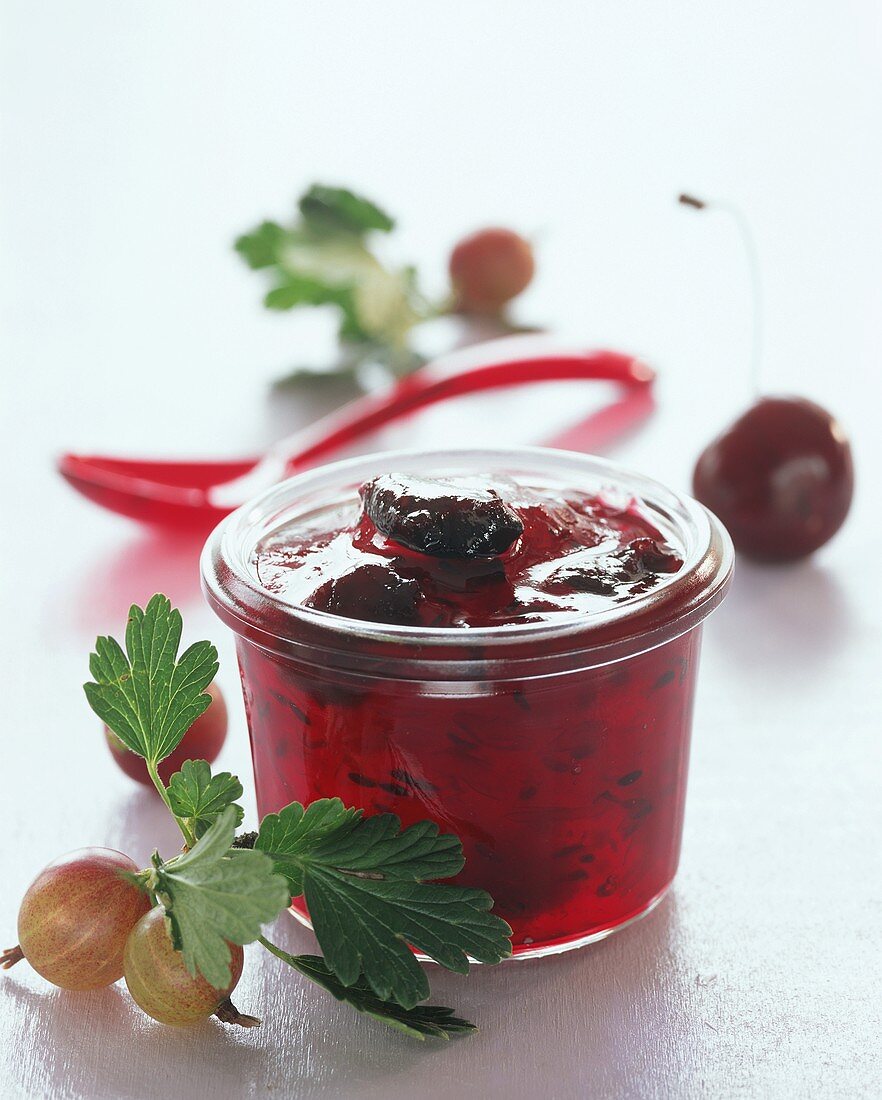 Gooseberry and cherry jam