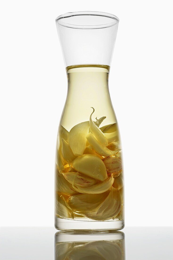 Garlic oil in a carafe