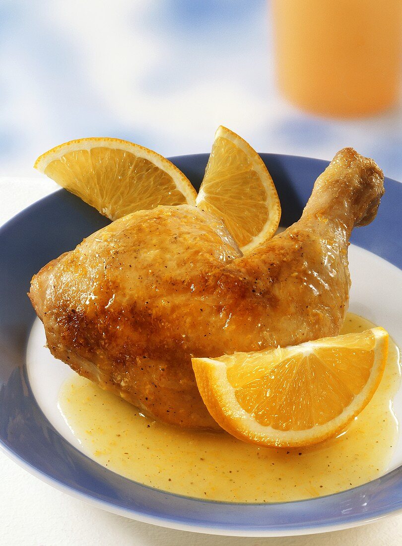 Hähnchenkeule mit Orangensauce