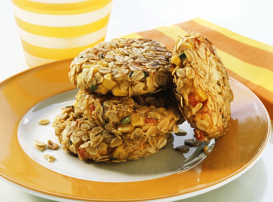 Vegetable burgers with rolled oats for children
