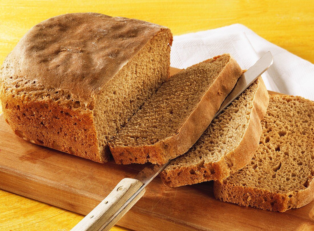 Mixed rye and wheat bread, slices cut