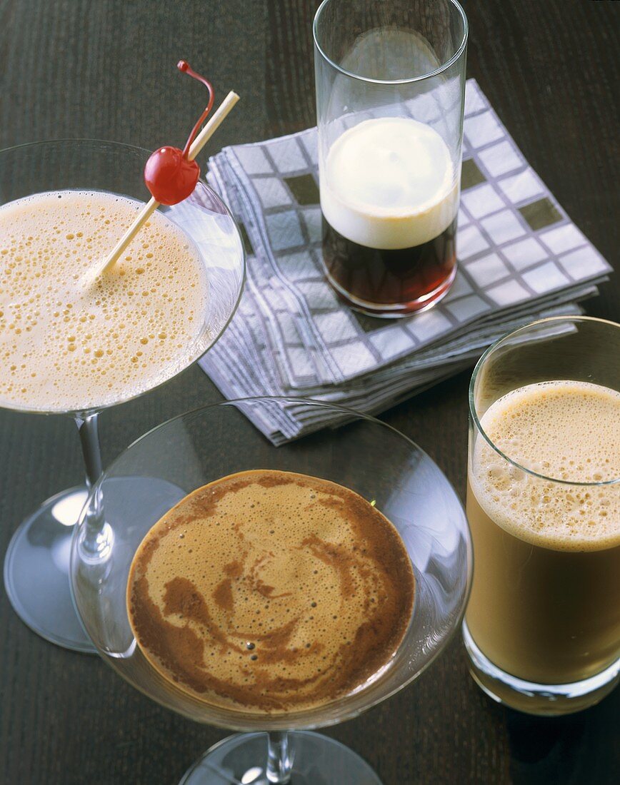 Four coffee specialities with liqueur