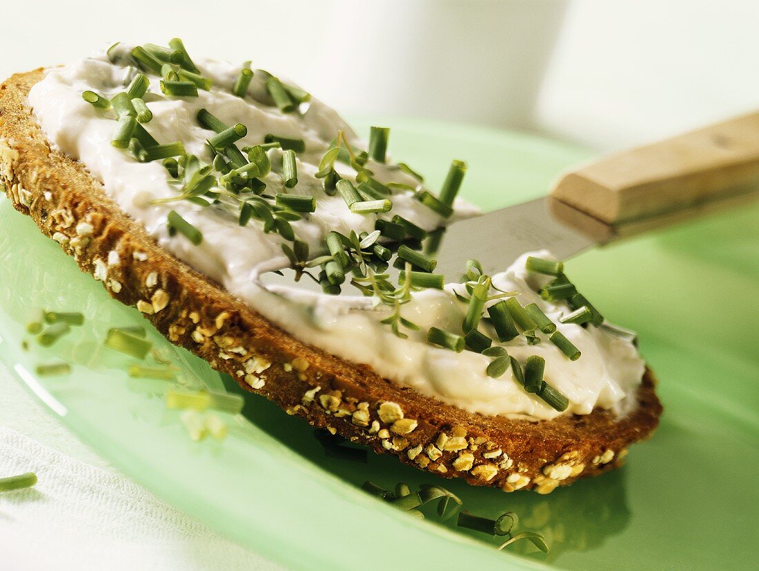 Wholemeal bread with almond and cress spread