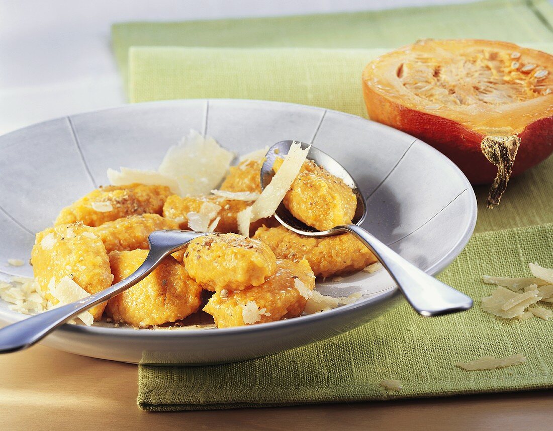 Pumpkin gnocchi with Parmesan shavings