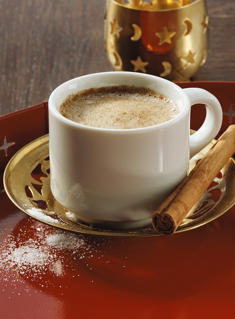 Coffee Baharat with spices and cinnamon stick