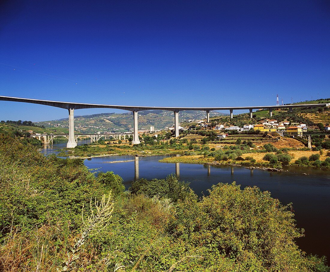Neue Brücke über den Douro Fluss bei Peso da Régua, Portugal