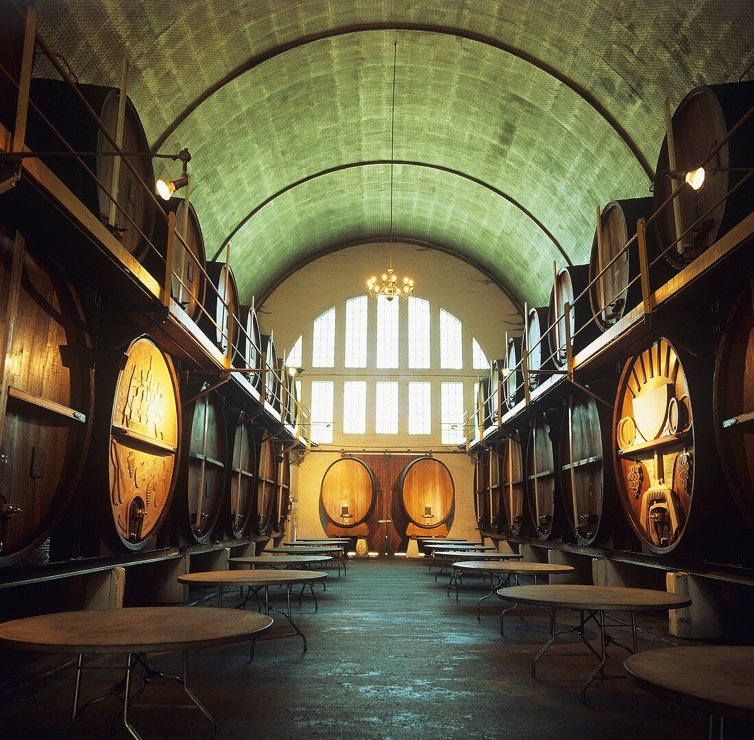 'Cathedral Cellar' at KWV headquarters, Paarl, S. Africa