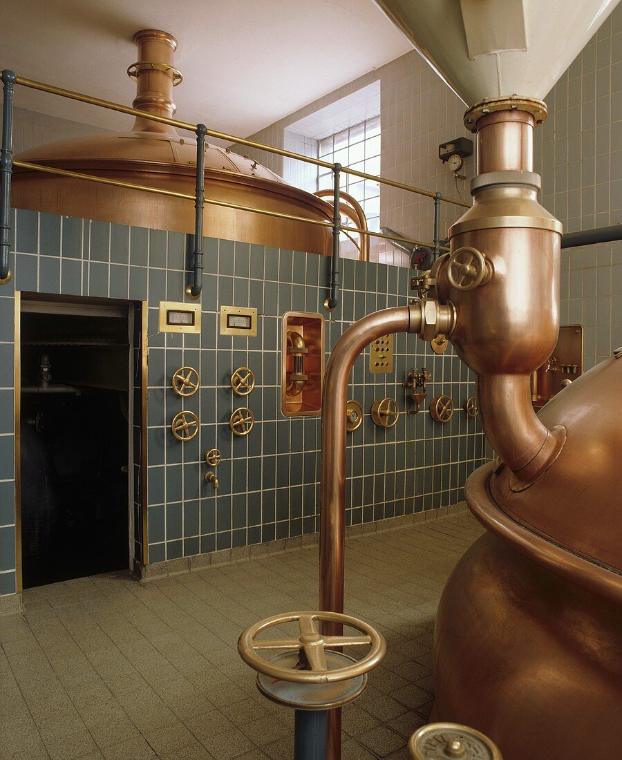 A brew kettle in a brewery