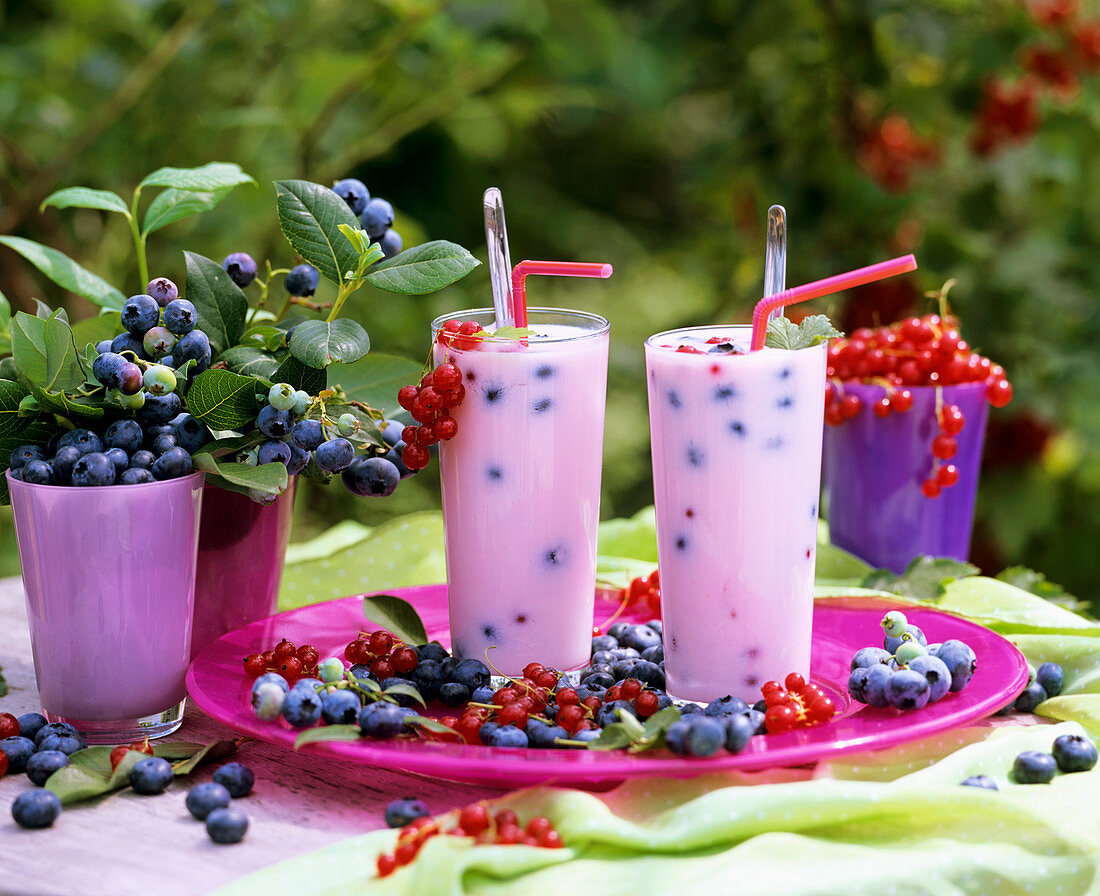 Blueberries and blueberry shakes
