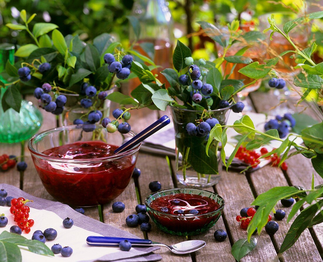 Blueberry and redcurrant compote