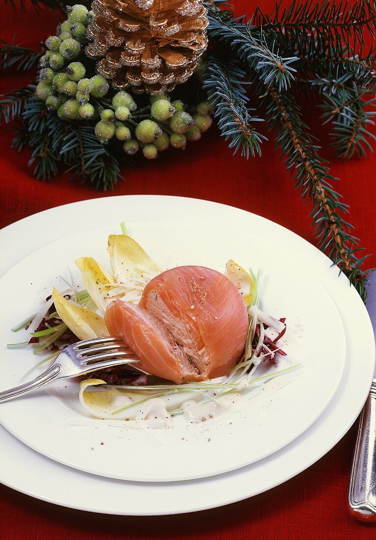 Smoked salmon Claudine with Parmesan and mustard dressing