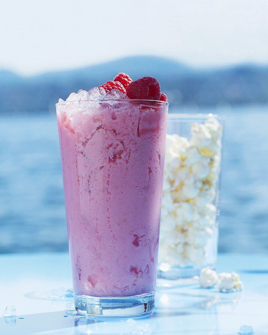 A raspberry and coconut smoothie
