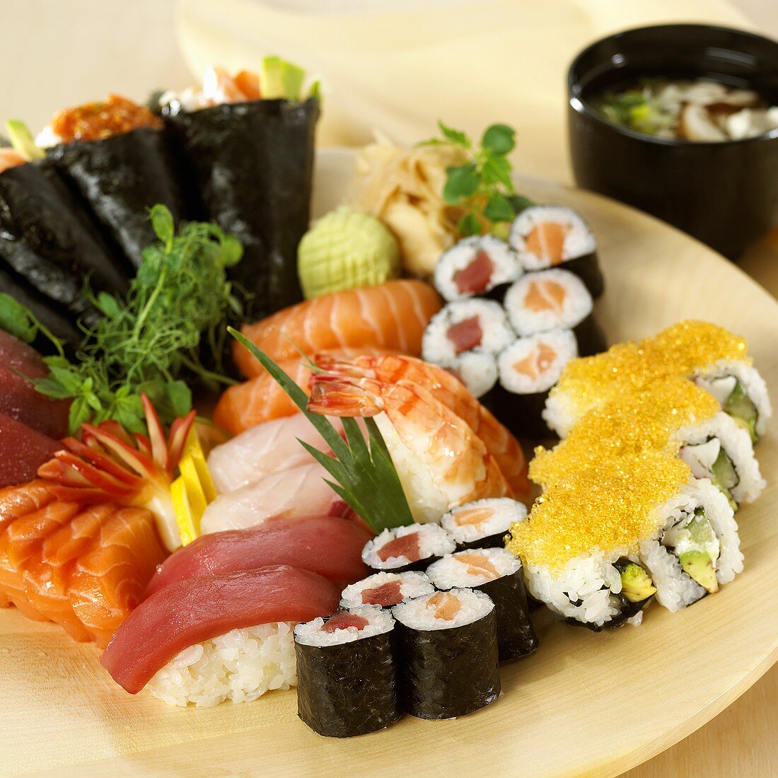 A selection of sushi on a plate