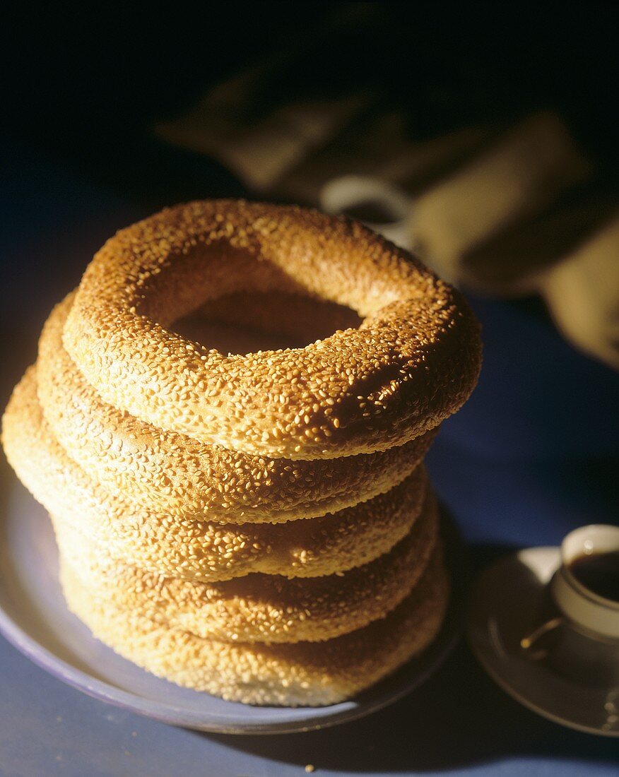 Sesame rings in a pile