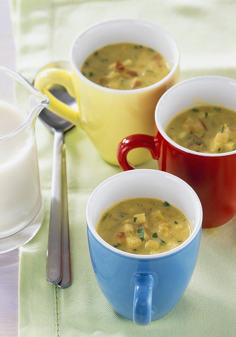 Curried lentil soup with soya milk