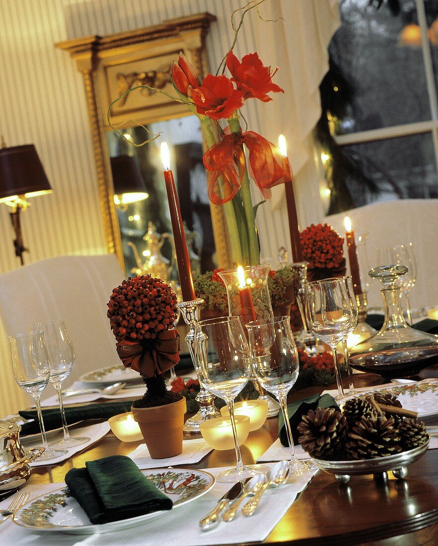 Candlelit Table for Christmas Dinner