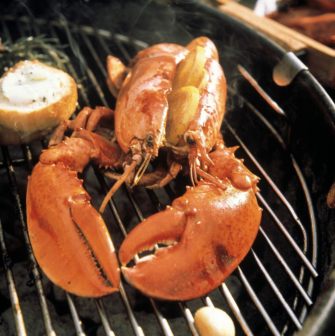 Lobster on the Grill with Lemon Slices