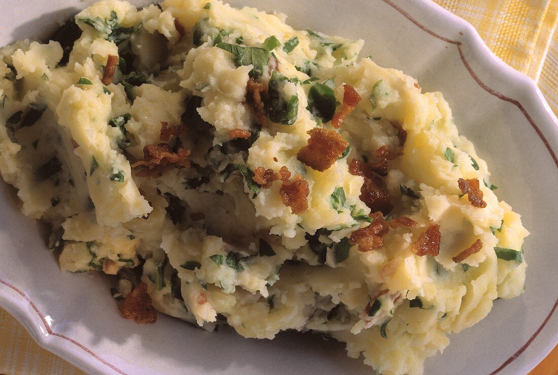 Mashed Potatoes with Bacon and Watercress