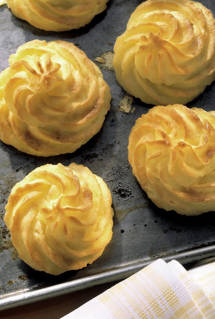 Duchess Potatoes on a Baking Sheet