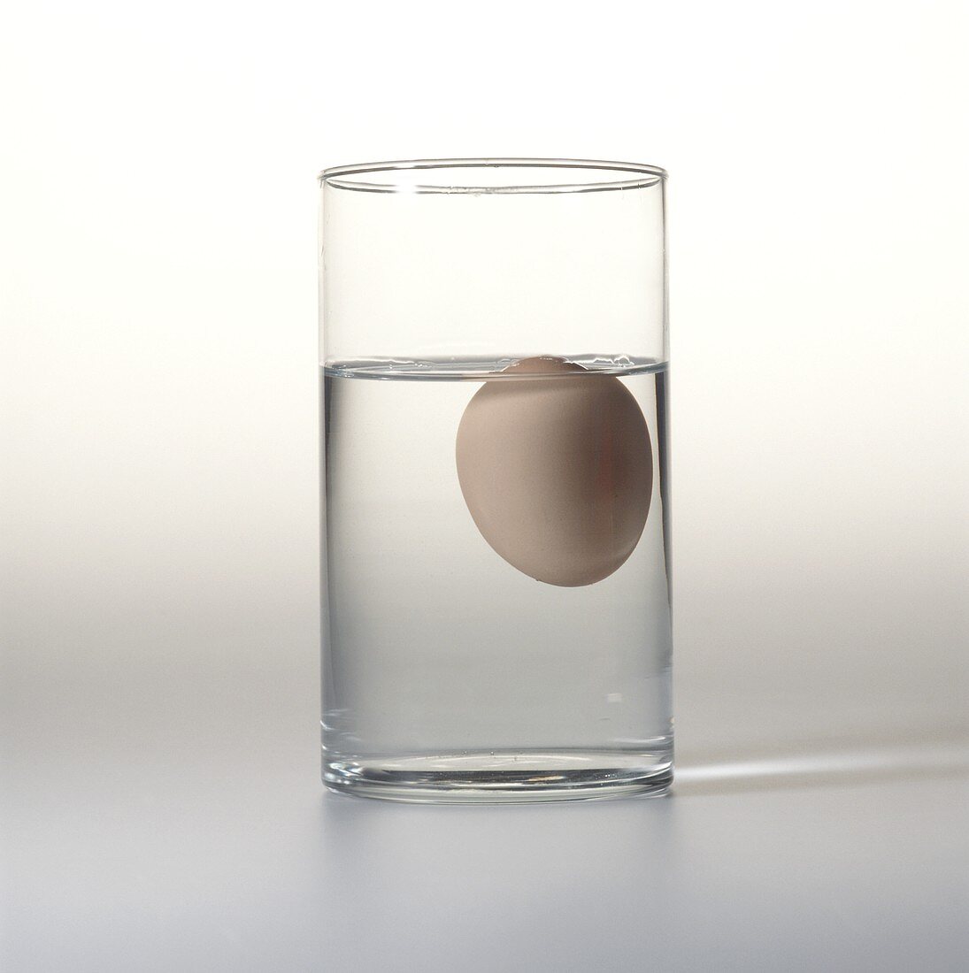 Altes Ei in Glas mit Kochsalzlösung (schwimmt)