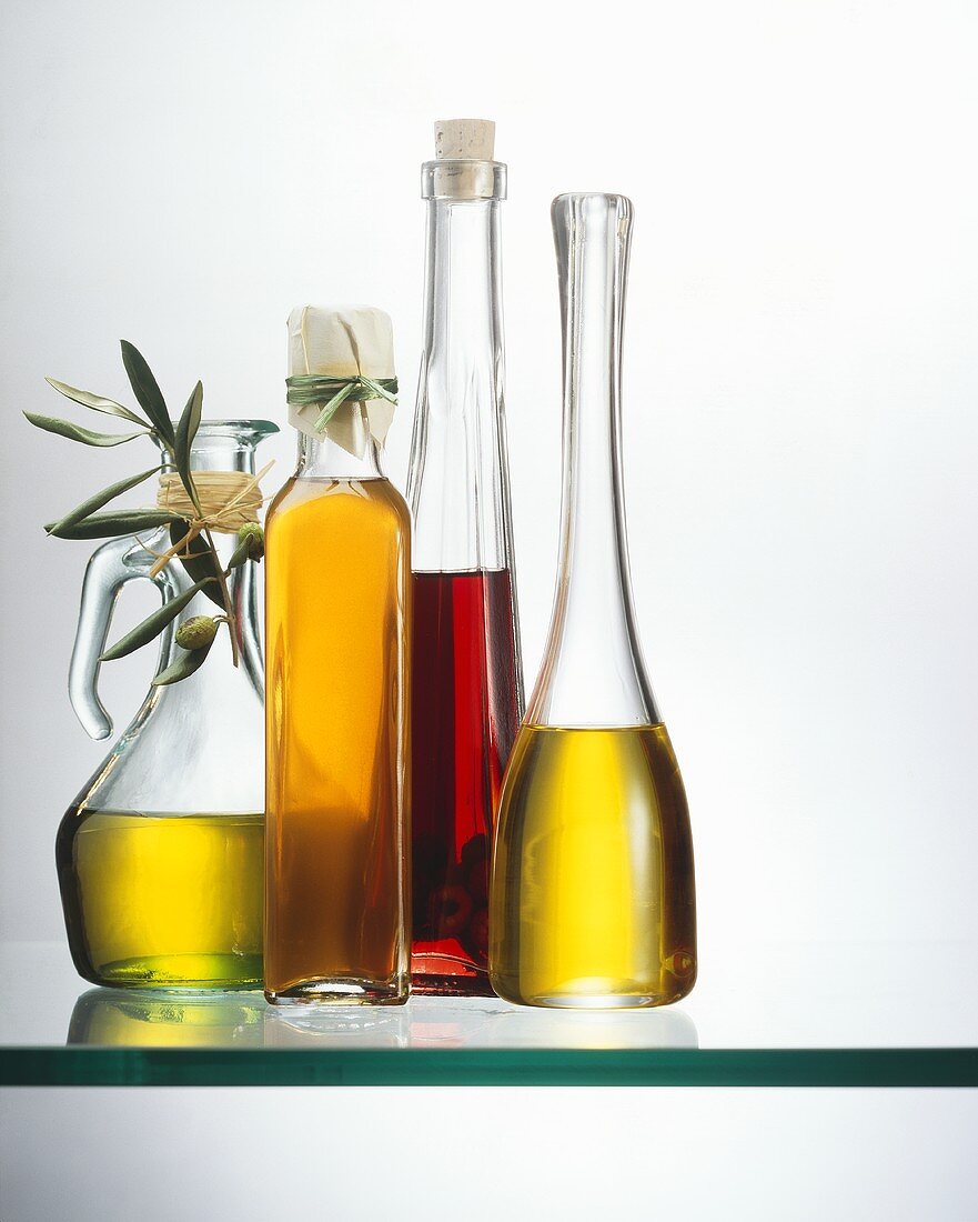 Various oil and vinegar bottles