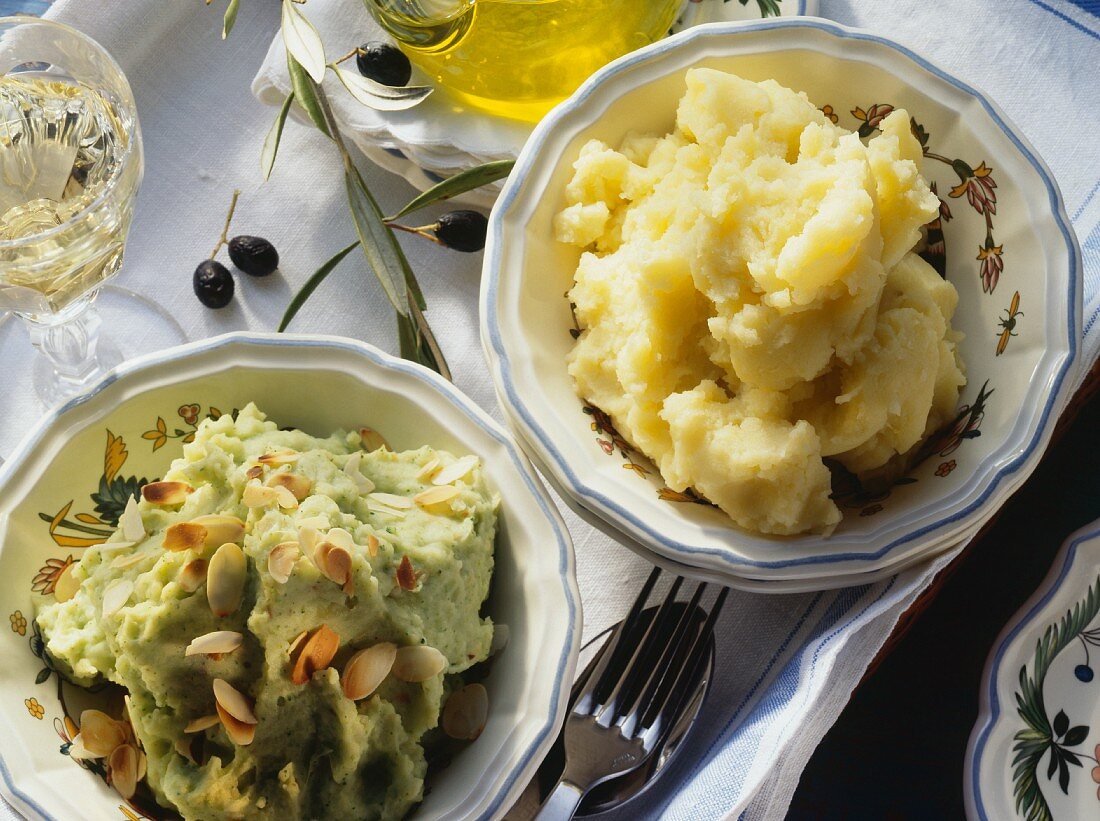 Kartoffel-Brokkoli-Püree & Kartoffelpüree mit Olivenöl