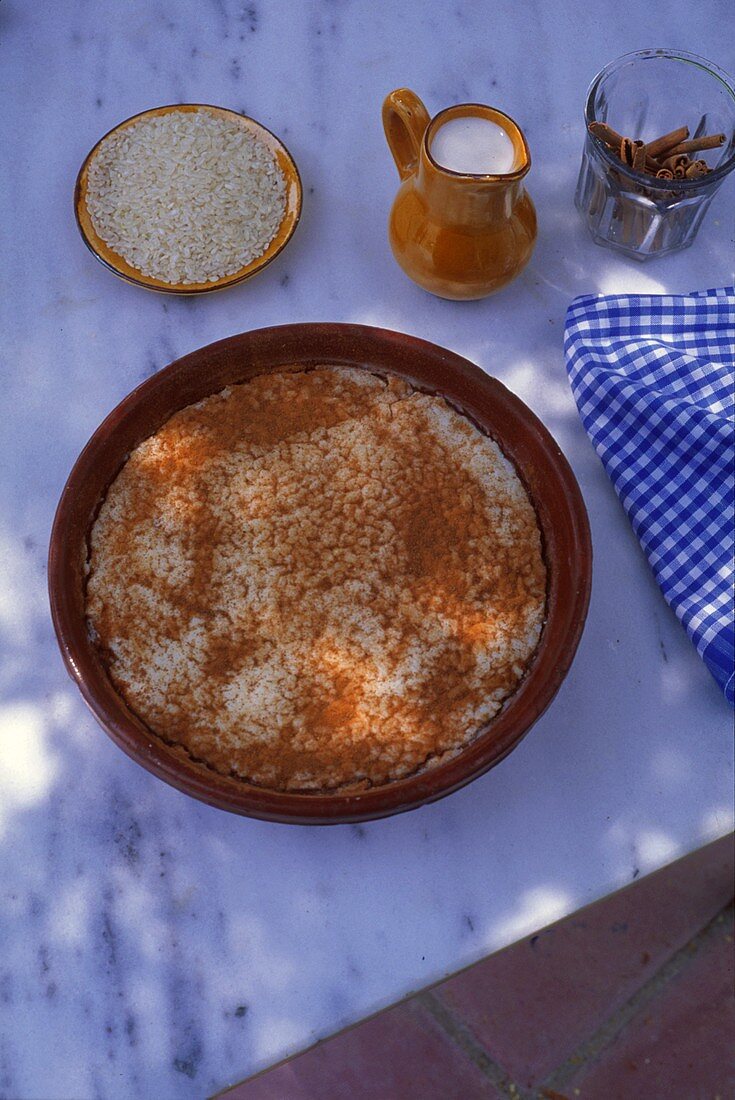 Rice pudding with cinnamon