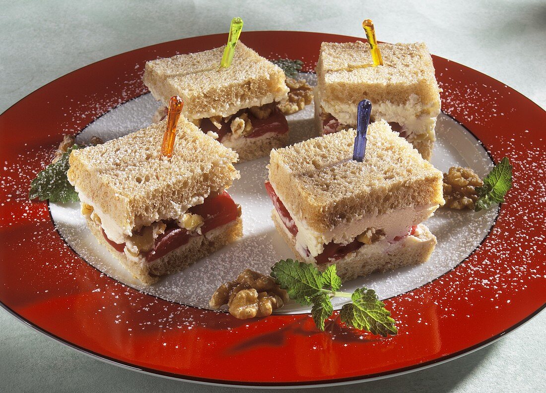 Sandwiches with cherries, walnuts & cream cheese