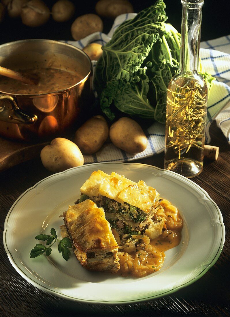 Schusterpfanne (Kartoffelauflauf) mit Rindfleisch & Wirsing