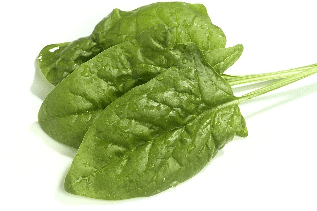 Three spinach leaves