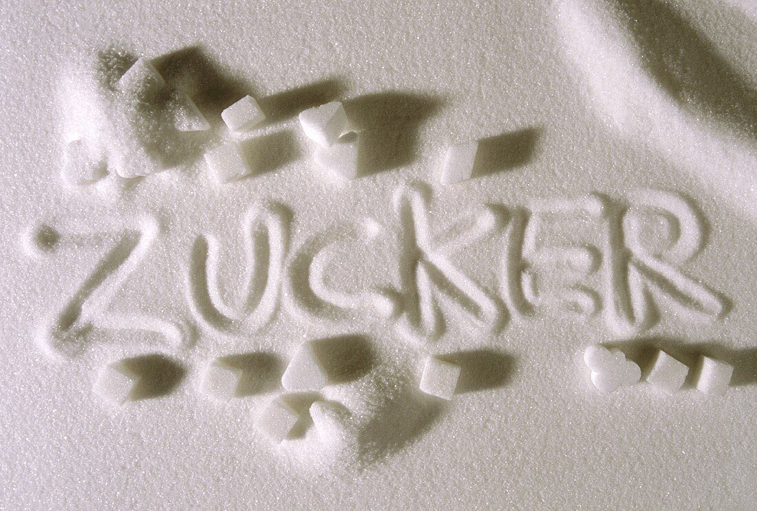 ZUCKER (in Zucker geschriebenes Wort) & Zuckerwürfel