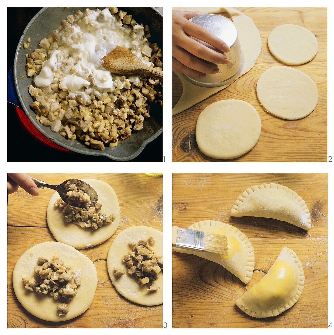 Polnische Piroggen mit Fleisch-Champignon-Füllung zubereiten