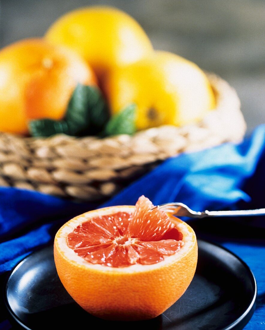Pink Grapefruit Half with a Fork