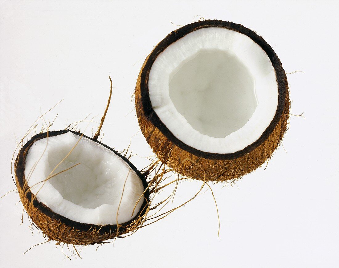 A coconut, cut open