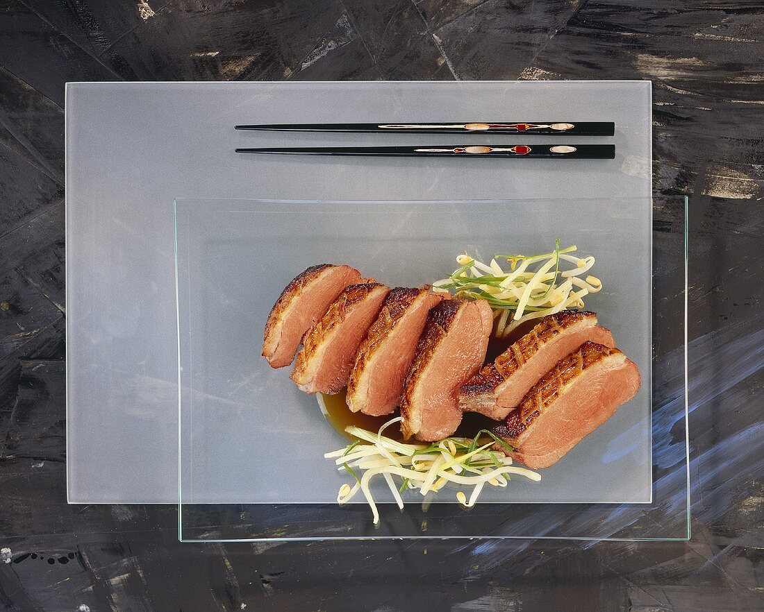 Japanese style duck breast with sprouts