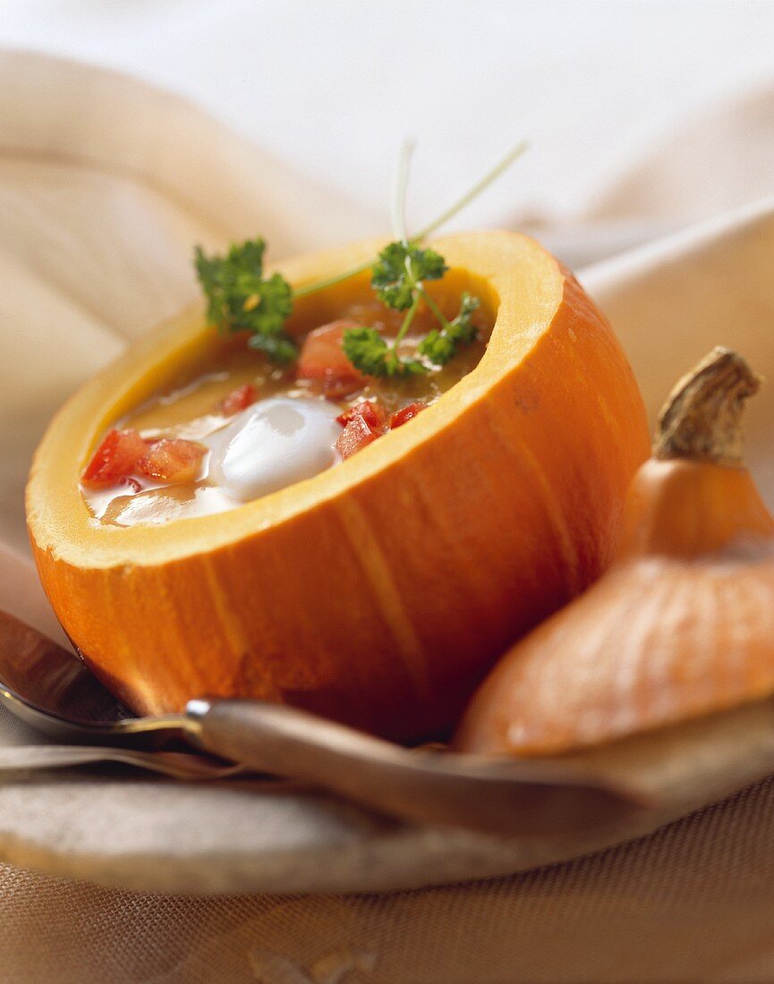 Curry Pumpkin Soup with Sour Cream