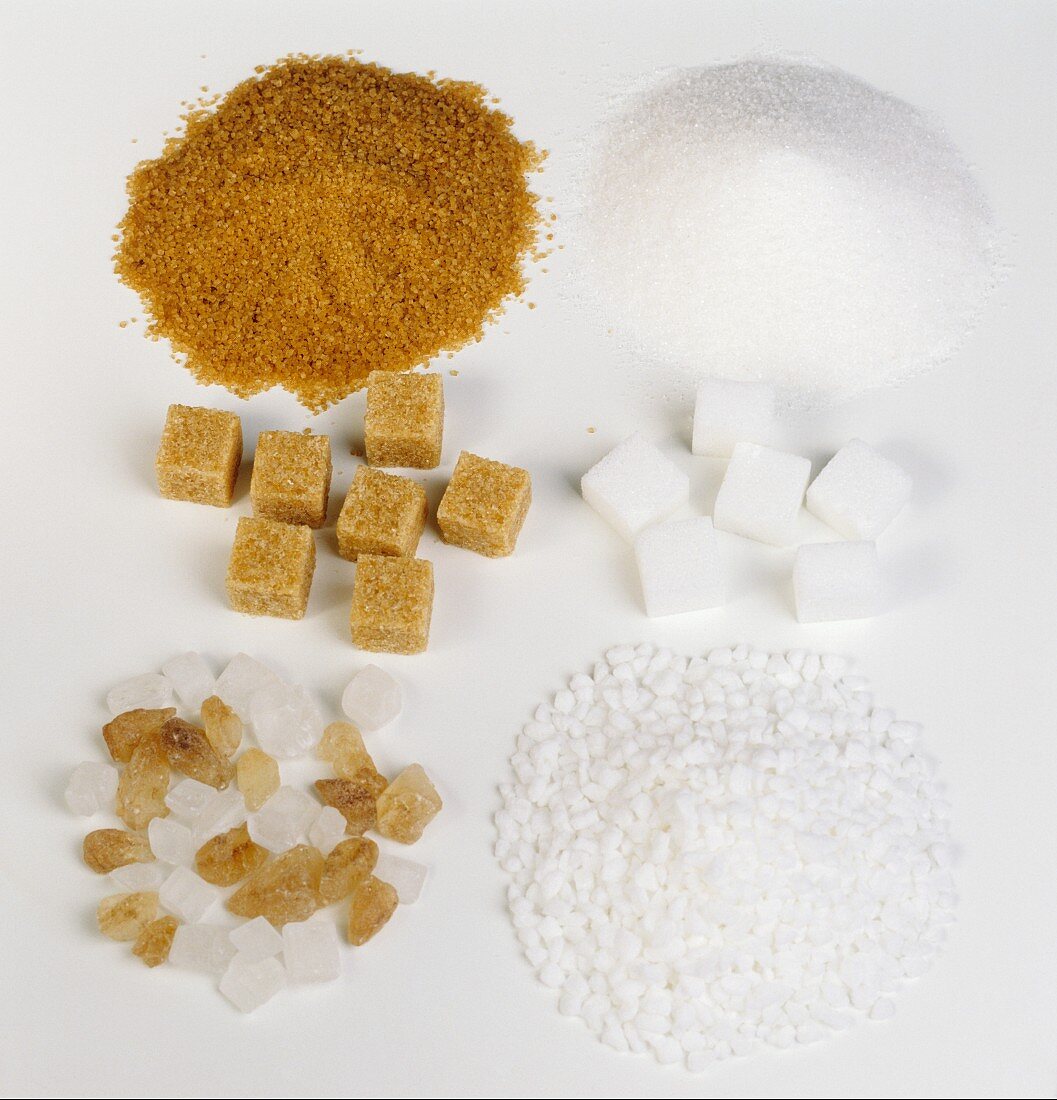 Brown & white sugars, crystal sugar, granulated sugar