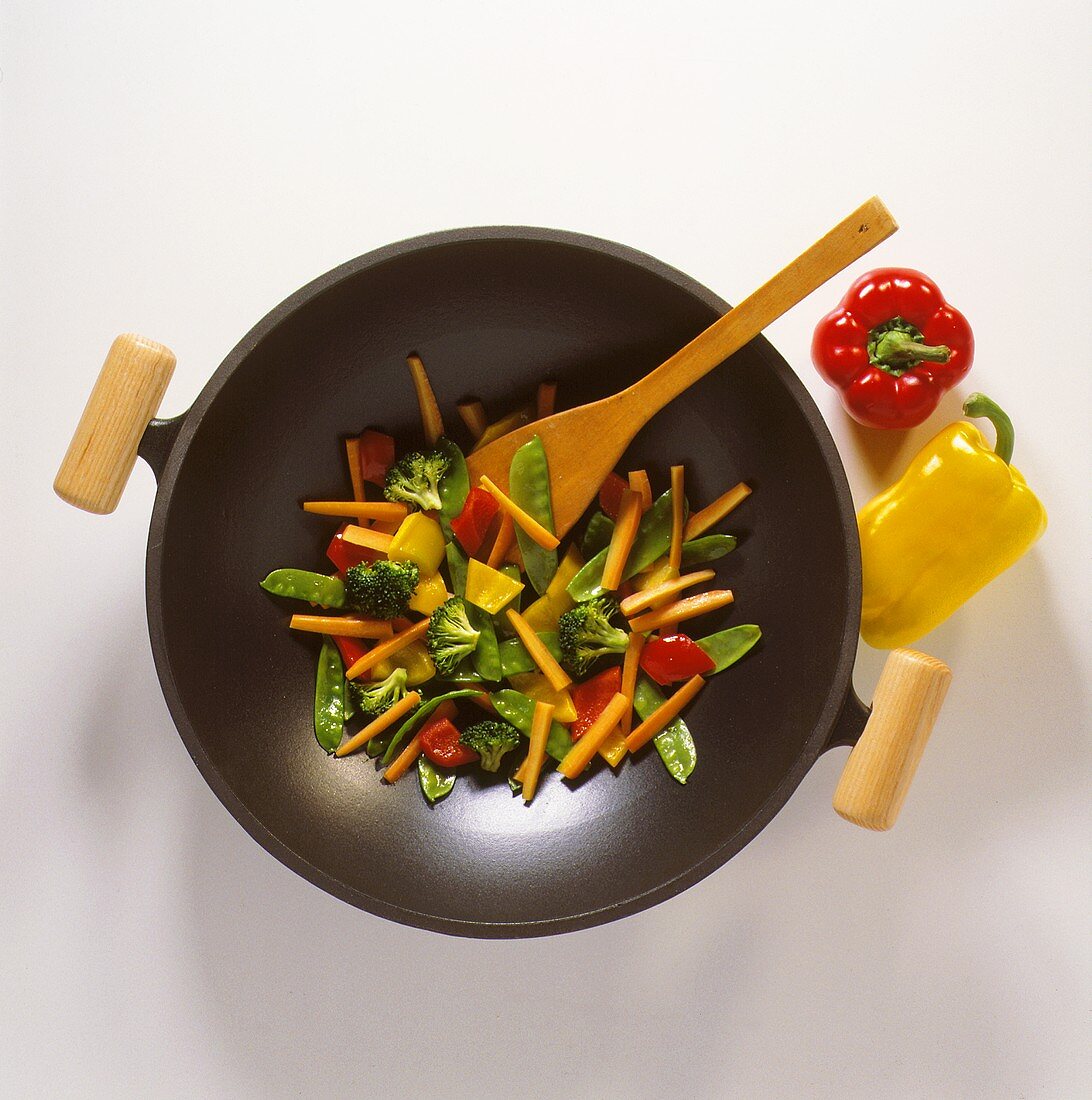 A Wok with a Vegetable Stir Fry