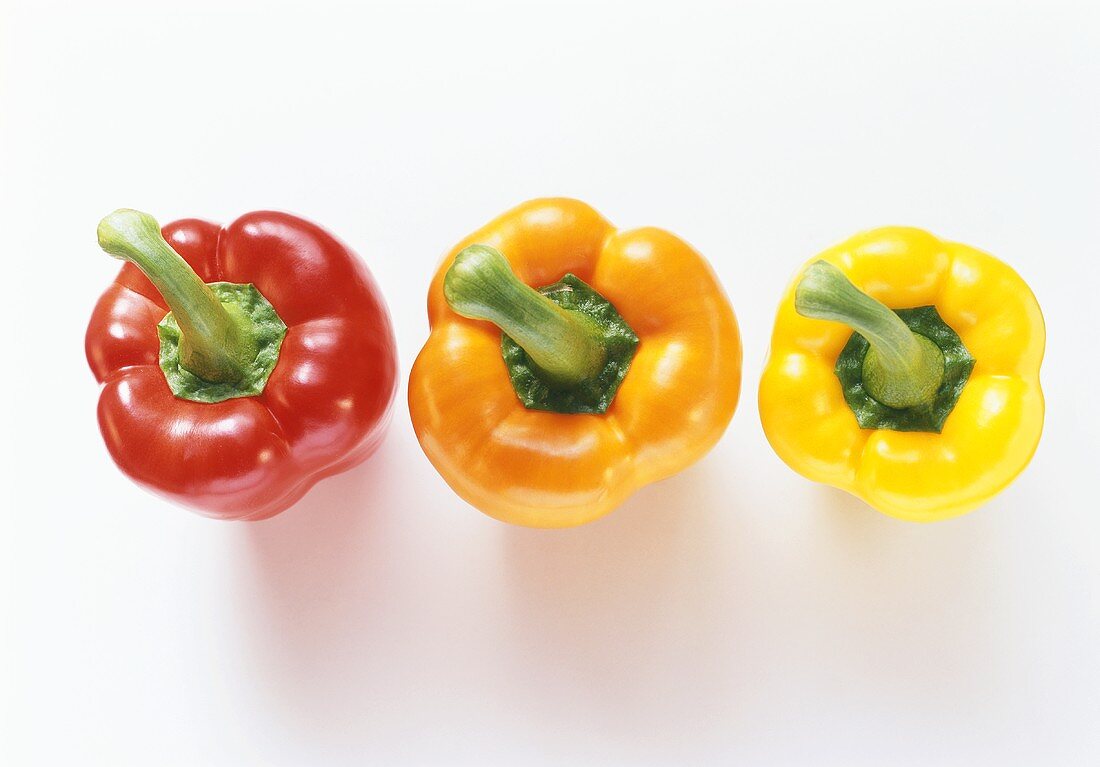 Red, orange and yellow pepper (tops)