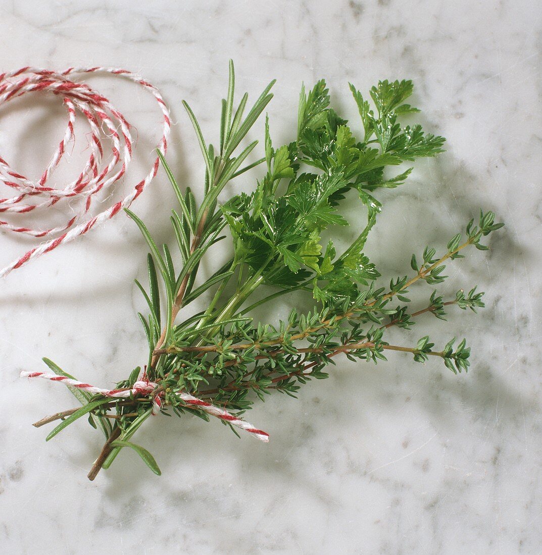 Bouquet garni (a sprig of thyme, rosemary and parsley)