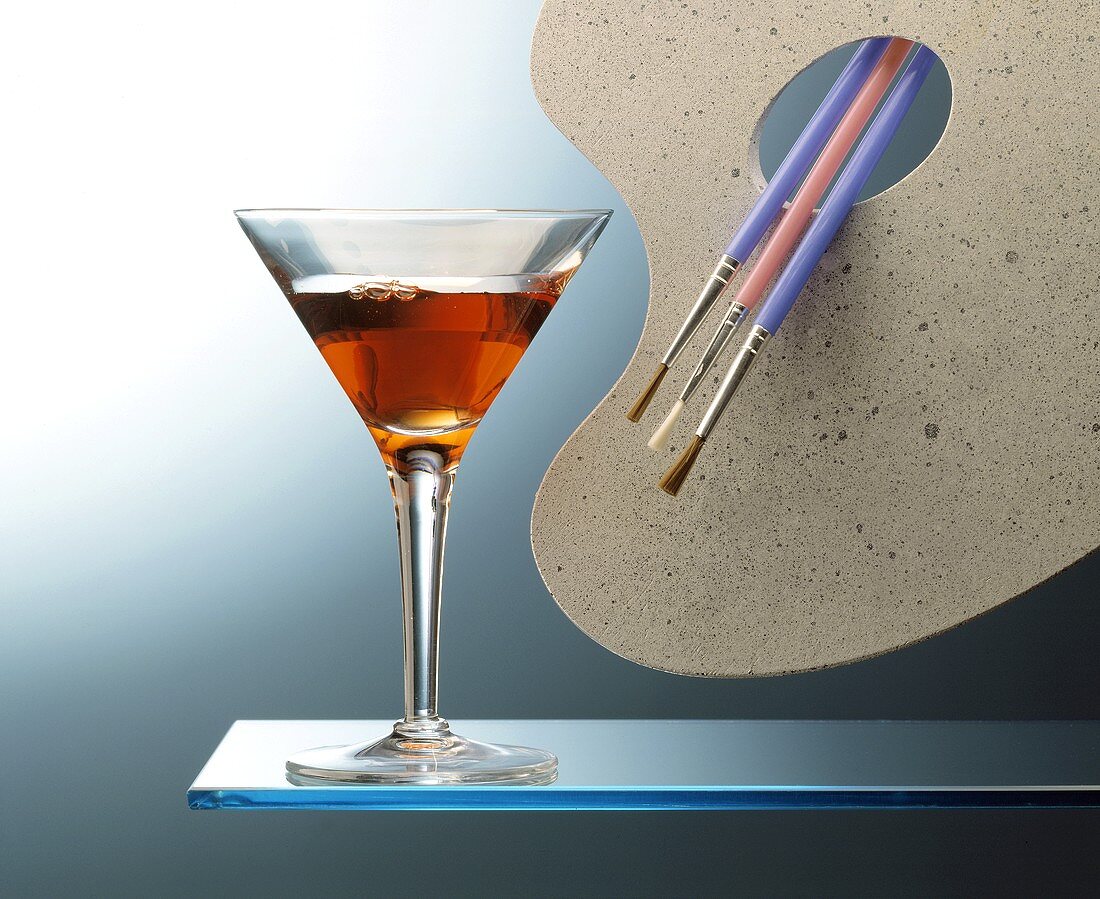 Picasso cocktail (with cognac and Dubonnet in glass)
