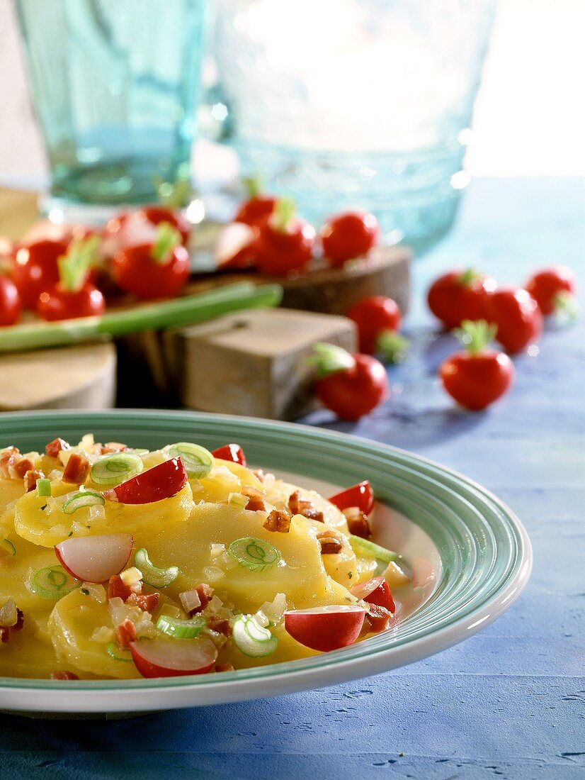 Hearty potato salad with radishes & spring onions