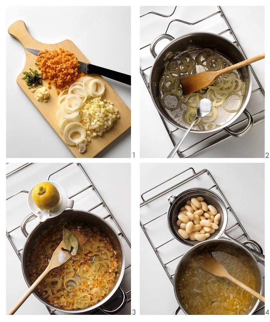Bohnensuppe mit Gemüse zubereiten