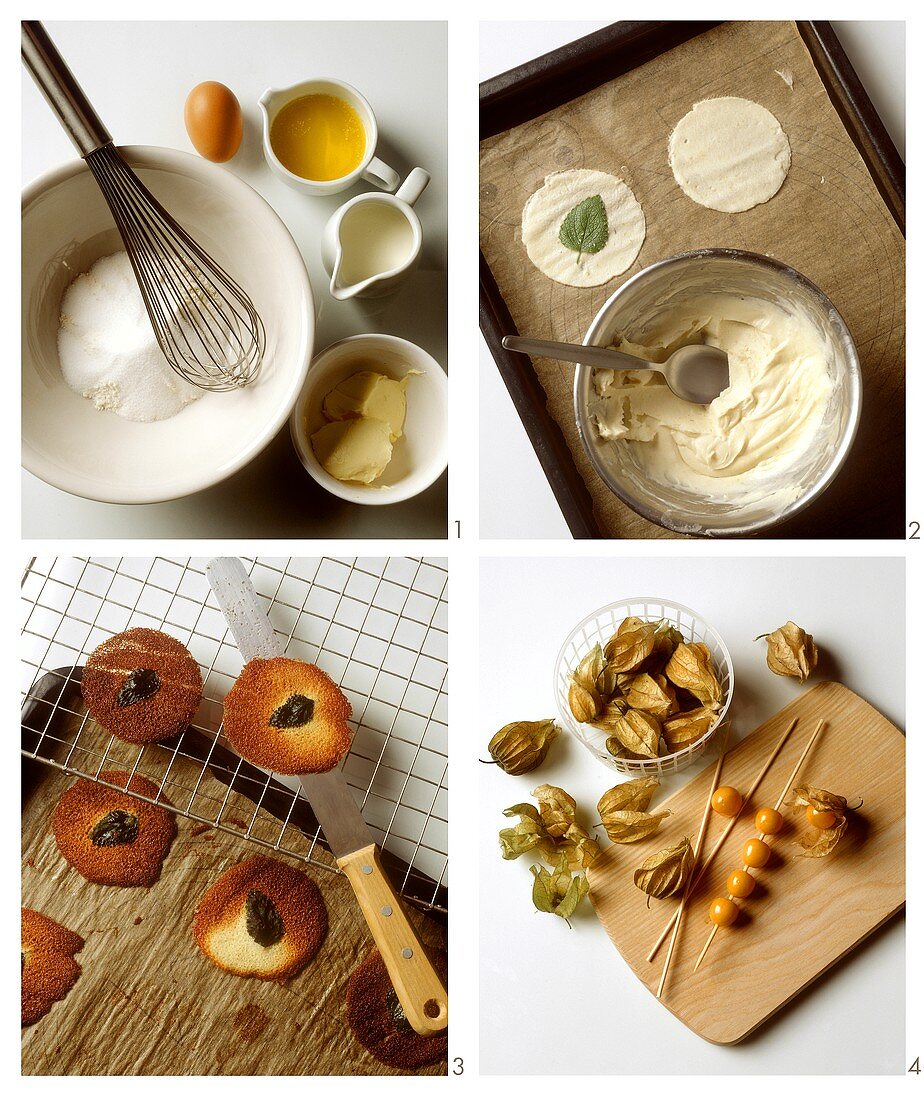 Making lemon balm biscuits with Physalis