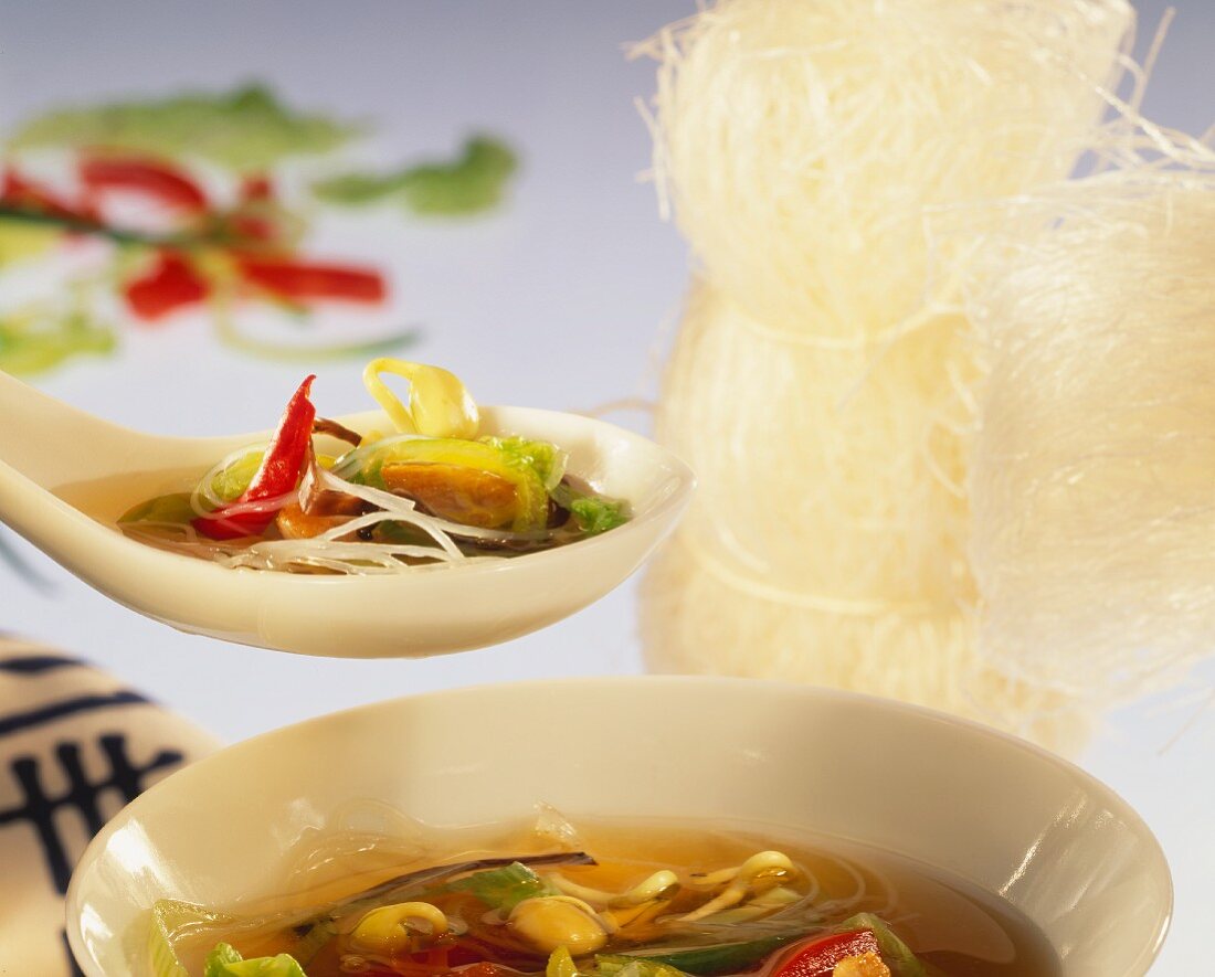 Hot and Sour Soup with Cellophane Noodles